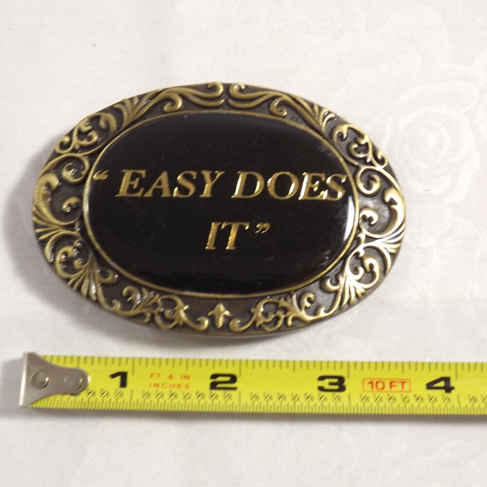 Gold and Black "Easy Does It" Belt Buckle - Picture 9 of 10